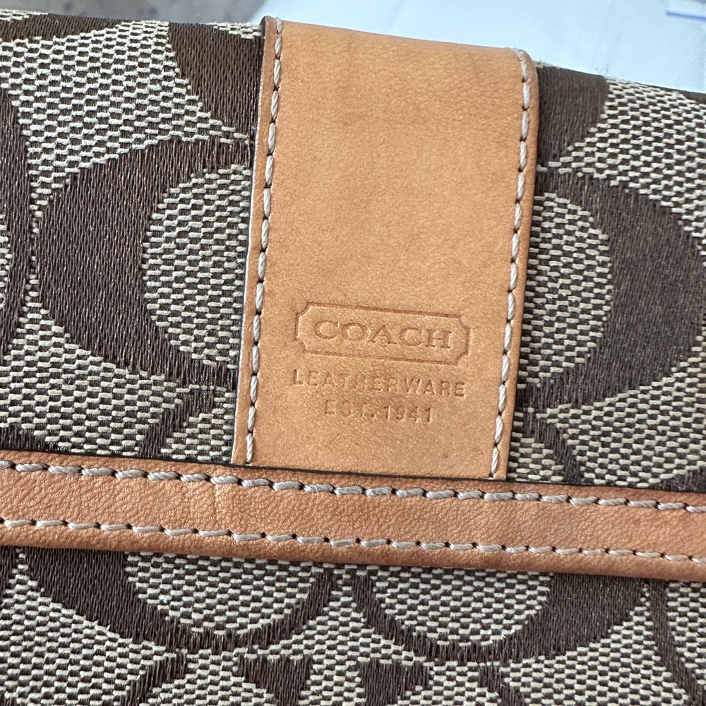 Coach Signature Brown and Tan Wallet - Picture 10 of 16